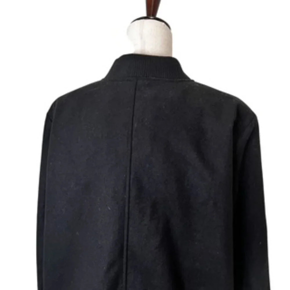 Levi’s Black Wool Blend Zip Front Varsity Bomber Jacket Women’s Size XL EUC - Picture 6 of 13